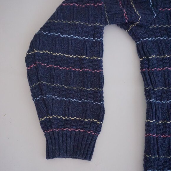 Vintage Northern Reflections Navy Stripe Knit Collared Cottagcore Sweater M - Picture 7 of 9